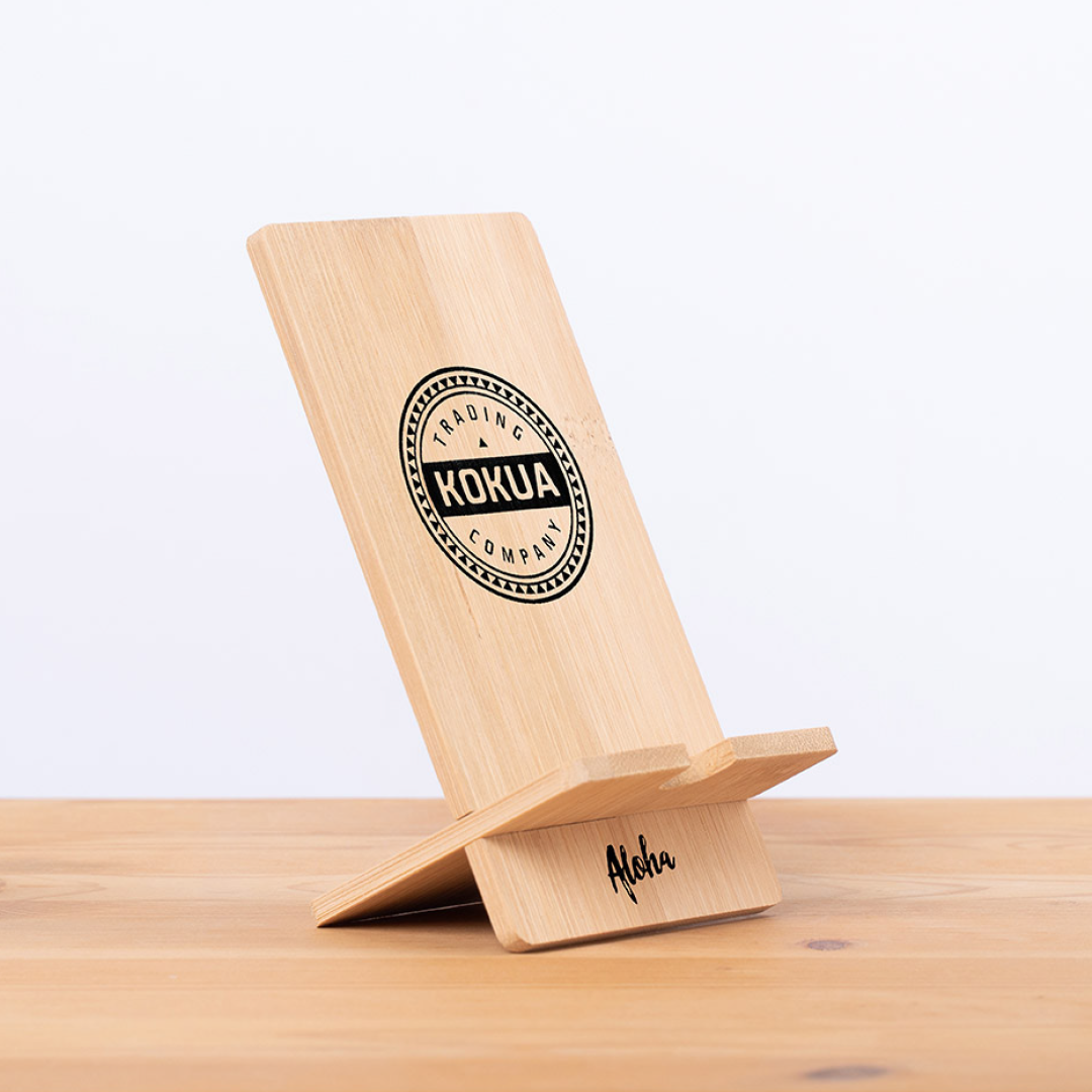 a wooden stand on a table